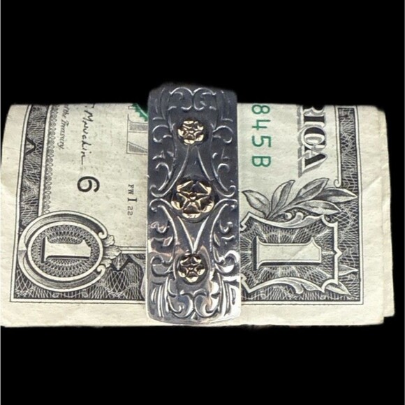 Sterling Silver and Gold Money Clip Handmade Money Clip - Picture 1 of 4